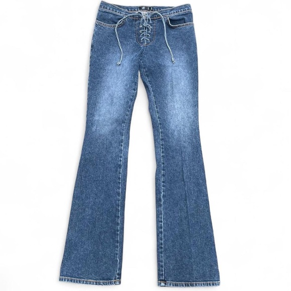 Laundry By Shelli Segal Denim Lace-Up Flare Jeans - Picture 1 of 5